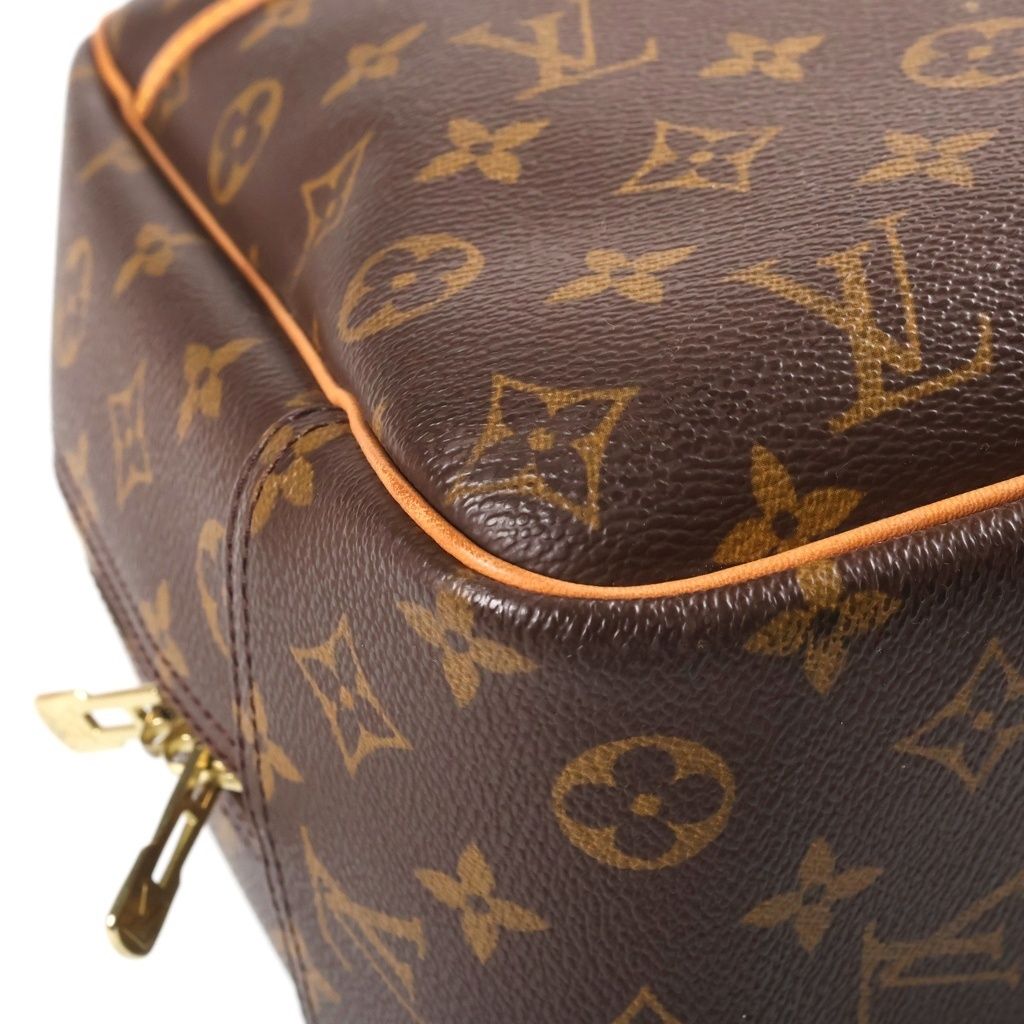 Louis Vuitton Monogram Deauville Handbag Brown Leather Gold — view 5