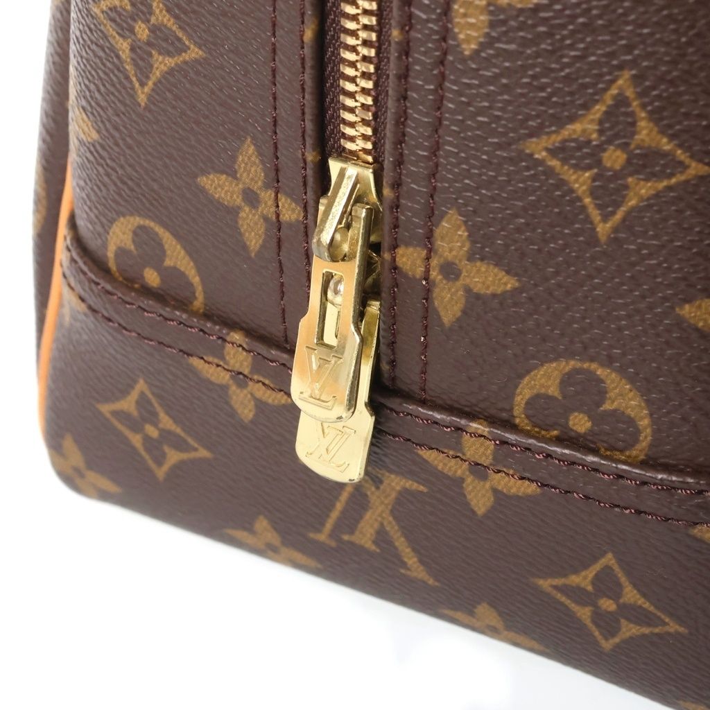 Louis Vuitton Monogram Deauville Handbag Brown Leather Gold — view 6