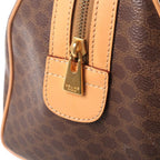 Celine Macadam Pattern Leather Hand Boston Bag Brown Gold — view 8