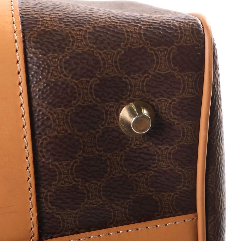 Celine Macadam Pattern Leather Hand Boston Bag Brown Gold — view 6