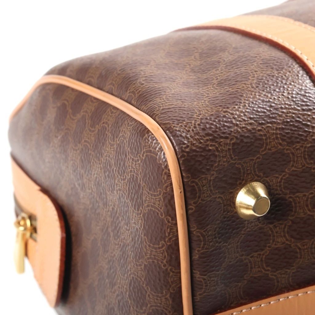 Celine Macadam Pattern Leather Hand Boston Bag Brown Gold — view 5