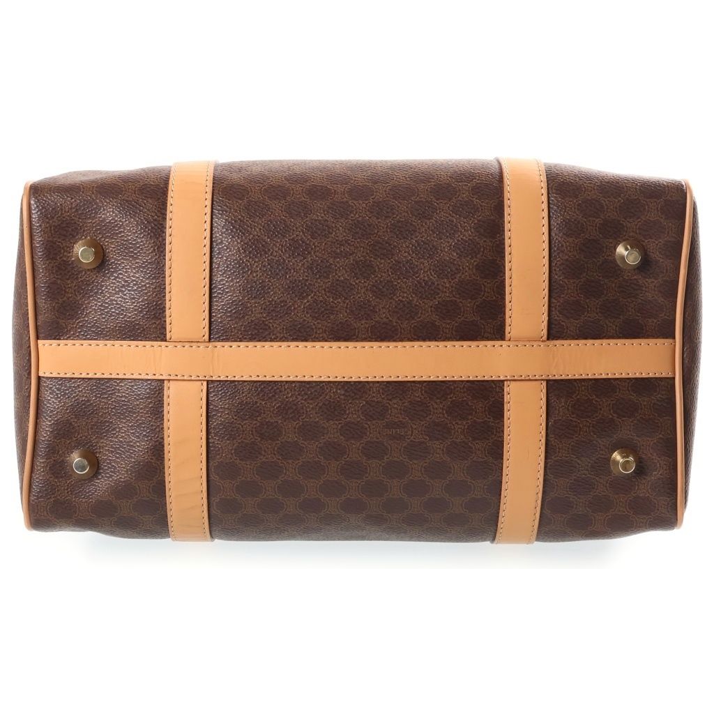 Celine Macadam Pattern Leather Hand Boston Bag Brown Gold — view 4