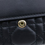 Dior Cannage Lotus Wallet Lambskin Trifold Compact Coin Purse Black — view 5