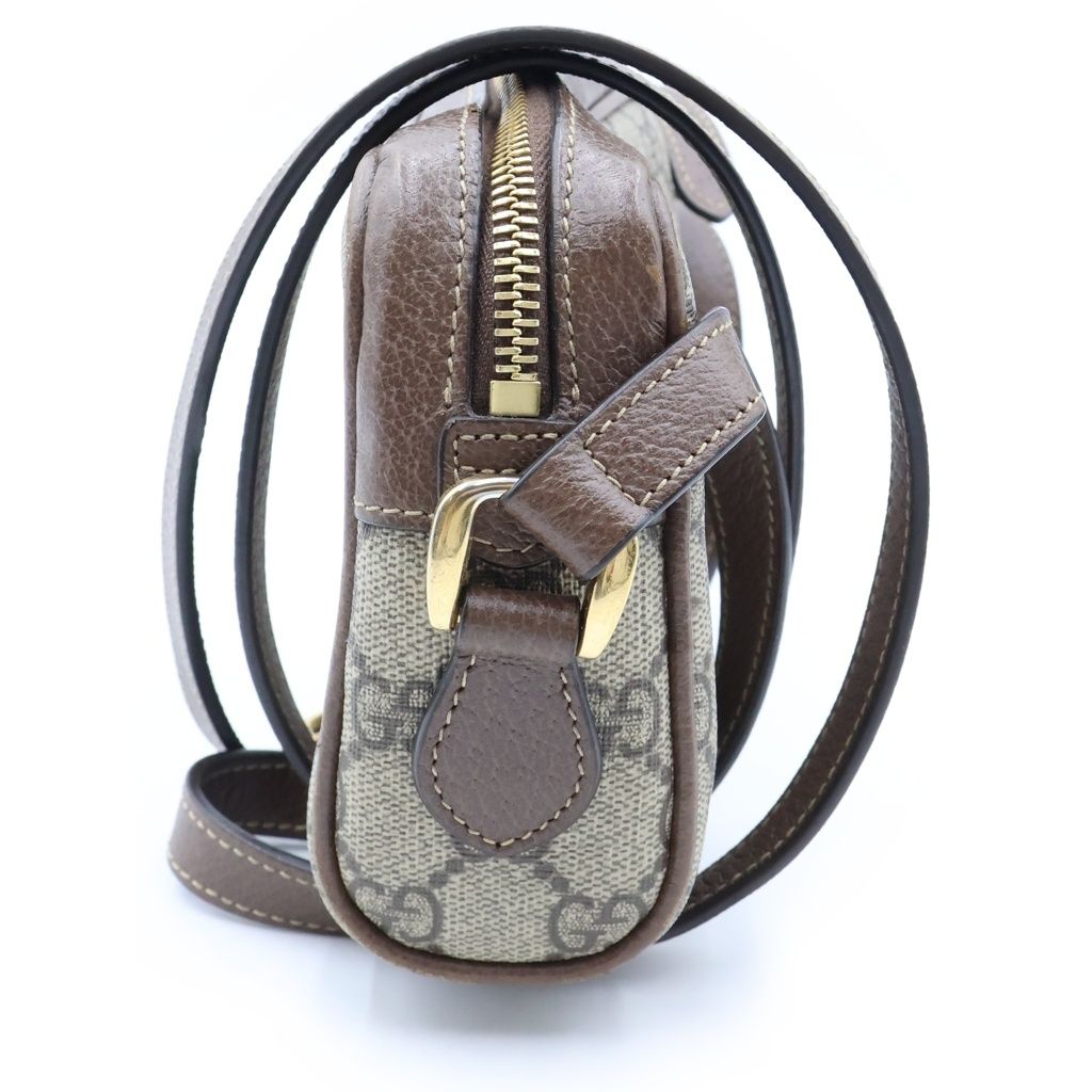 Gucci Ophidia GG Supreme Sherry Line Logo All Over Print Shoulder Mini Bag Brown — view 3