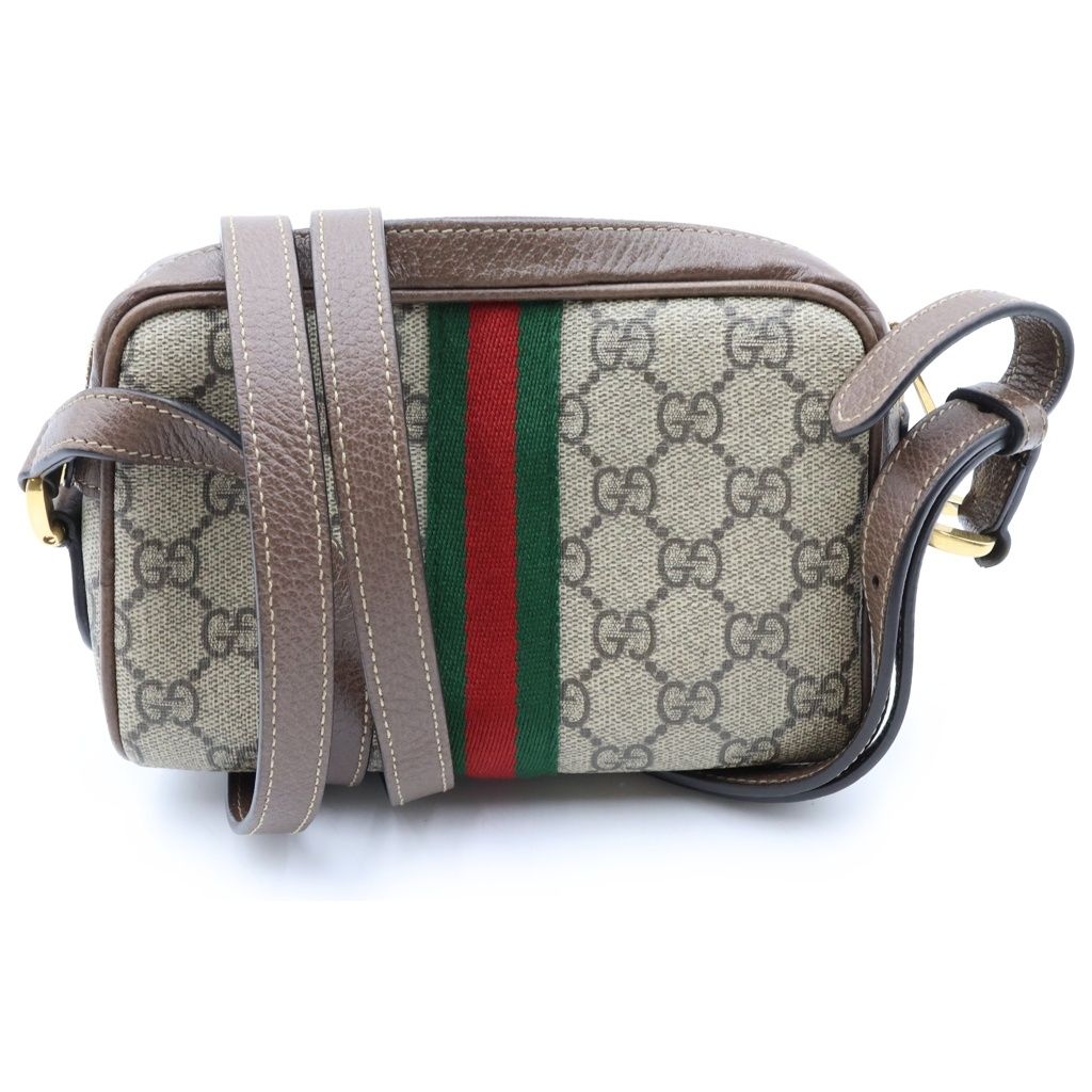 Gucci Ophidia GG Supreme Sherry Line Logo All Over Print Shoulder Mini Bag Brown — view 2