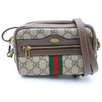 Gucci Ophidia GG Supreme Sherry Line Logo All Over Print Shoulder Mini Bag Brown