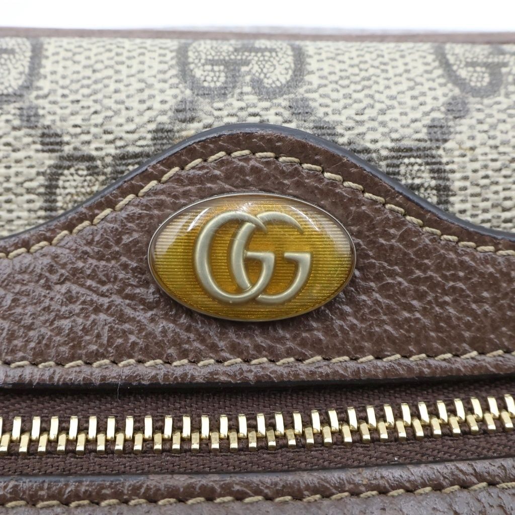 Gucci Ophidia GG Supreme Sherry Line Logo All Over Print Shoulder Mini Bag Brown — view 6