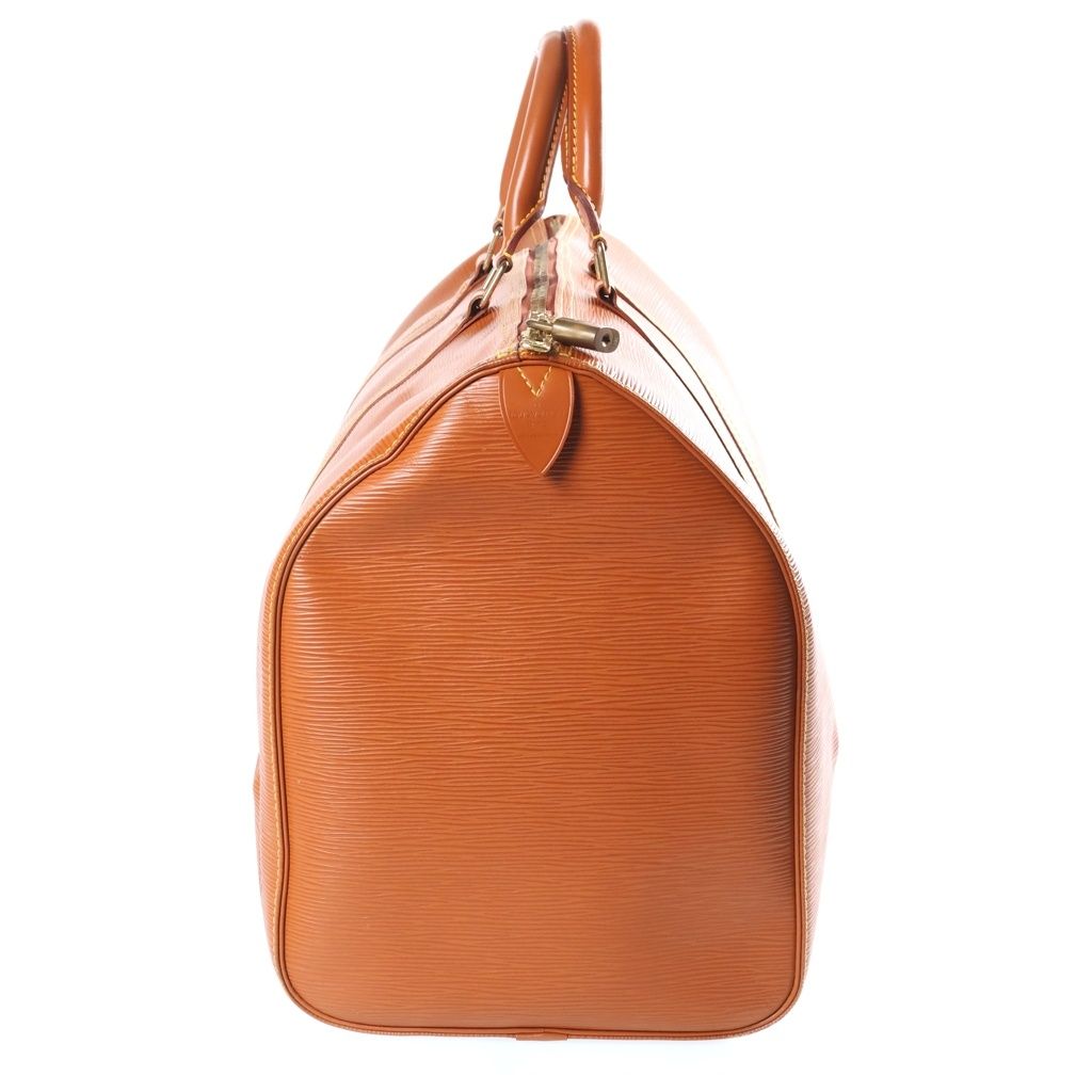 Louis Vuitton Epi Keepall 50 Travel Bag Brown Orange Leather Gold — view 3