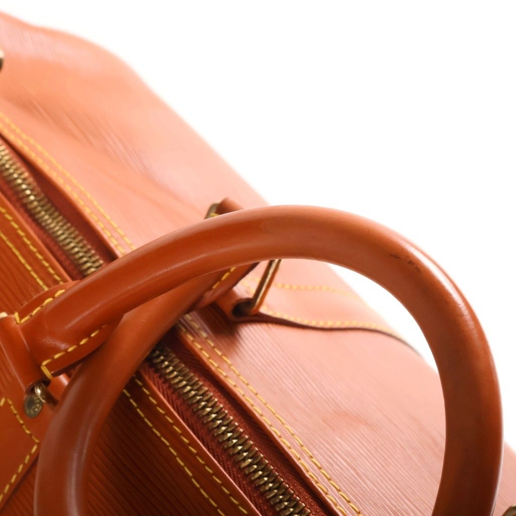 Louis Vuitton Epi Keepall 50 Travel Bag Brown Orange Leather Gold — view 7