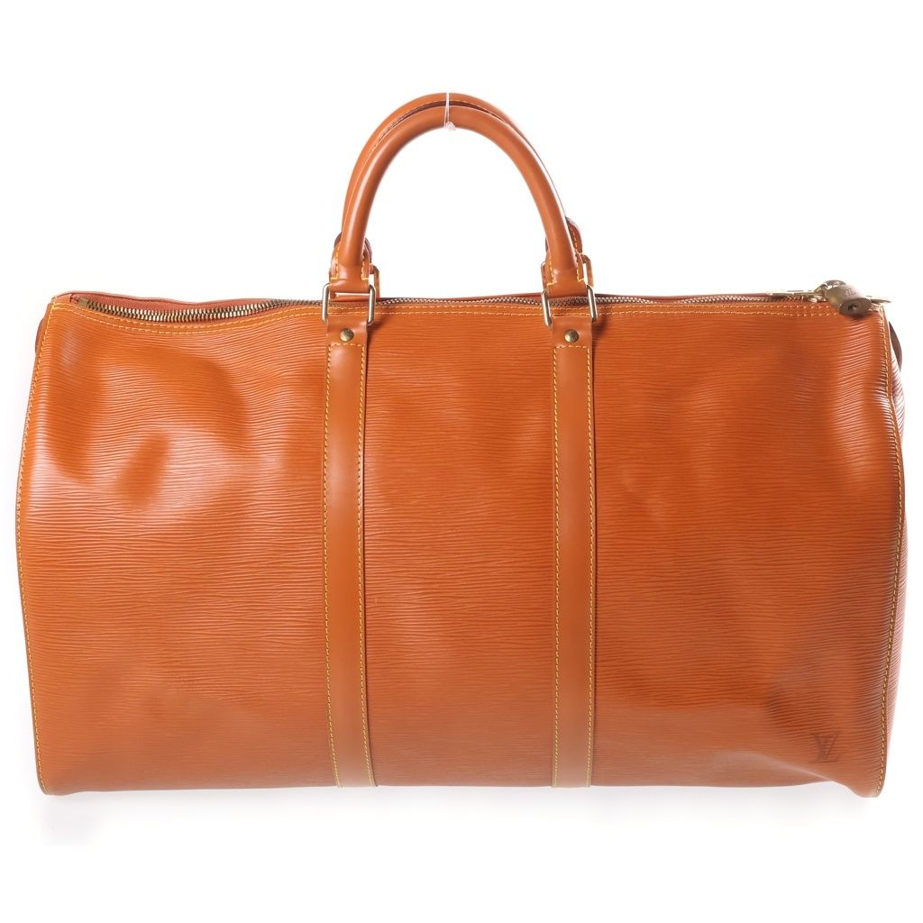 Louis Vuitton Epi Keepall 50 Travel Bag Brown Orange Leather Gold — view 2