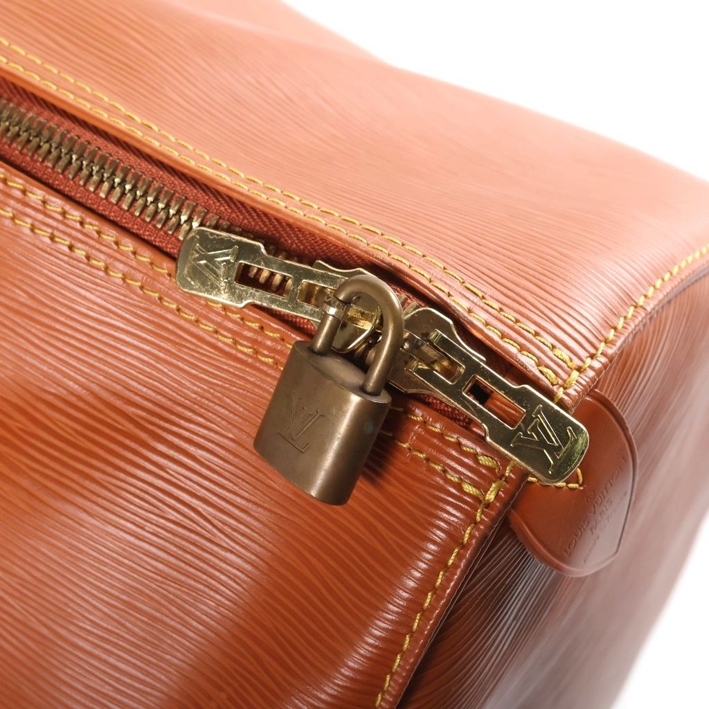 Louis Vuitton Epi Keepall 50 Travel Bag Brown Orange Leather Gold — view 8