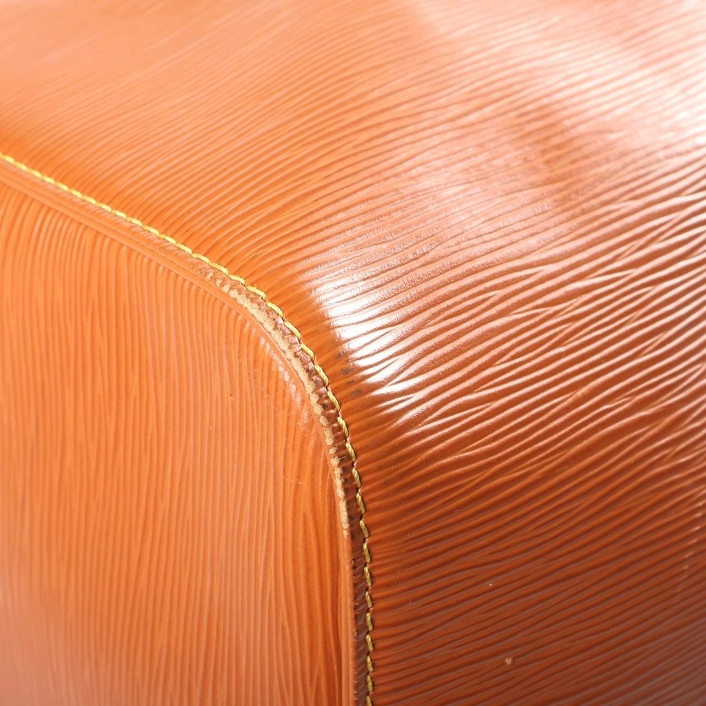 Louis Vuitton Epi Keepall 50 Travel Bag Brown Orange Leather Gold — view 5