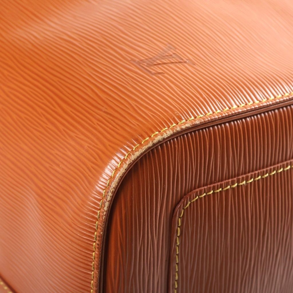 Louis Vuitton Epi Keepall 50 Travel Bag Brown Orange Leather Gold — view 6