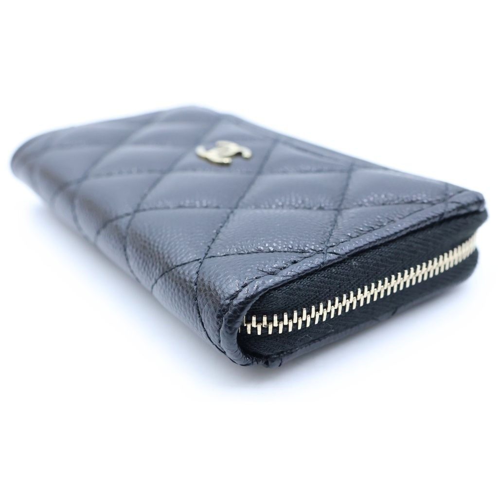Chanel Timeless Classic Quilted Caviar Leather Fragment Card Coin Purse Black — view 4