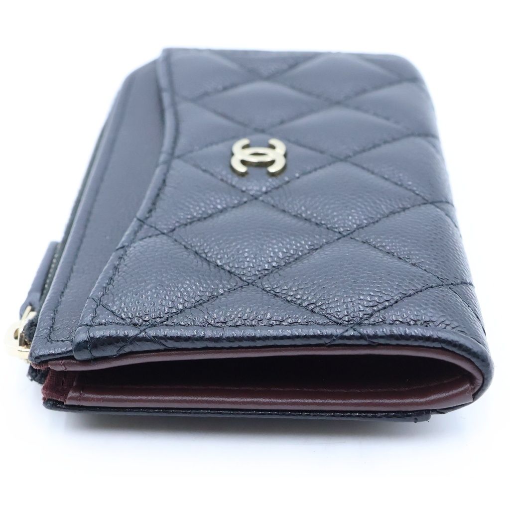Chanel Timeless Classic Quilted Caviar Leather Fragment Card Coin Purse Black — view 3