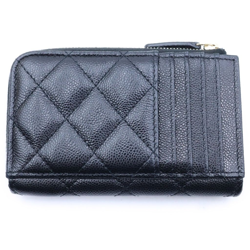 Chanel Timeless Classic Quilted Caviar Leather Fragment Card Coin Purse Black — view 2