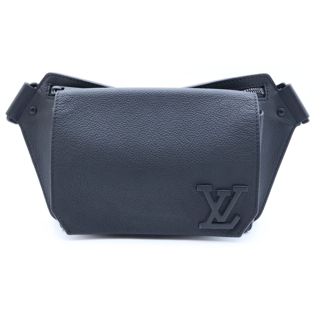 Louis Vuitton LV Aerogram Takeoff Sling Leather Shoulder Bag Black