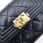 Chanel Boy Lambskin Leather Compact Wallet Trifold Black — view 4