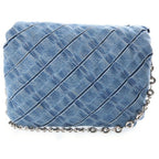 Loewe Goya Puffer Denim Chain Shoulder Handbag 2-Way Blue Strap 2 Bag — view 2