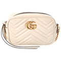 Gucci Shoulder Bag White Leather with GG Marmont Chain