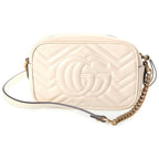 Gucci Shoulder Bag White Leather with GG Marmont Chain — view 2