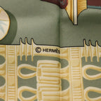 Hermes Carre 90 Tutankhamun Silk Scarf Green Yellow — view 6