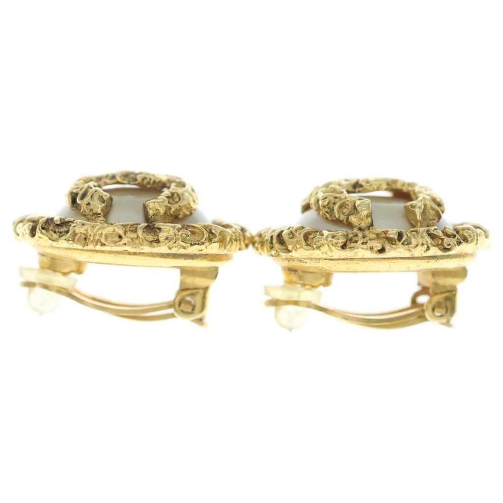 Chanel CC Logo Lava Faux Pearl Earrings 93A — view 4