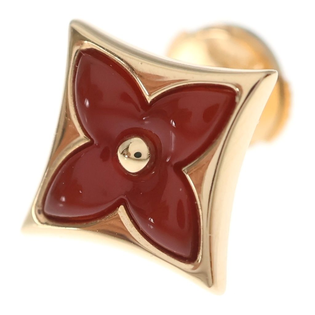 Louis Vuitton Color Blossom Star BB 18k Gold Pink Carnelian Earrings