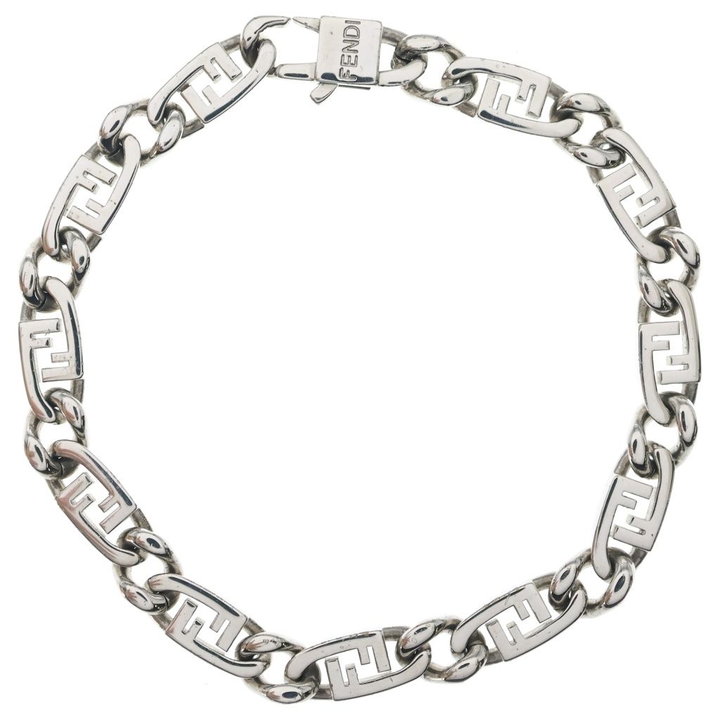 Fendi O'lock FF Logo Bracelet Silver