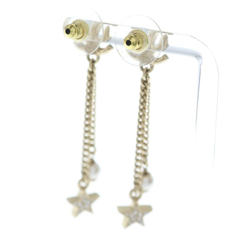 Chanel CC Logo Rhinestone Pearl Earrings — view 2