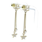 Chanel CC Logo Rhinestone Pearl Earrings — view 2