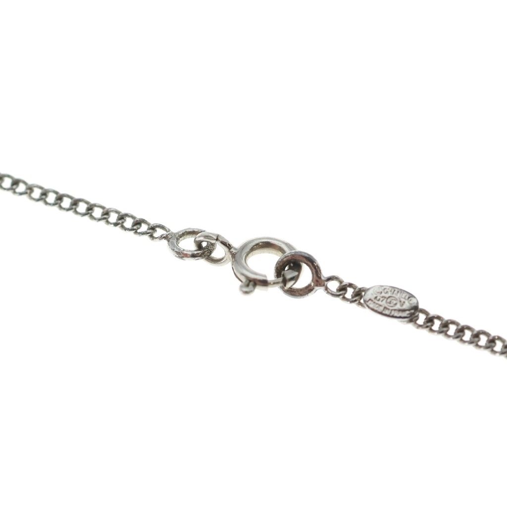 Chanel CC Logo Necklace White Silver — view 4