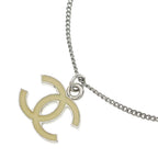 Chanel CC Logo Necklace White Silver