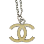 Chanel CC Logo Necklace White Silver — view 3