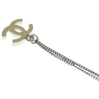 Chanel CC Logo Necklace White Silver — view 6