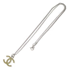 Chanel CC Logo Necklace White Silver — view 2