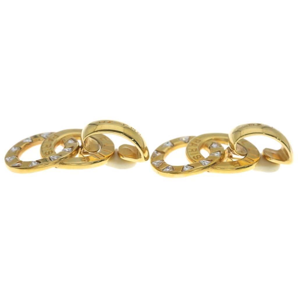 Celine Double Circle Rhinestone Earrings Gold — view 3
