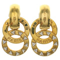 Celine Double Circle Rhinestone Earrings Gold