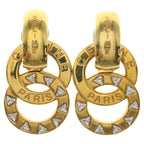 Celine Double Circle Rhinestone Earrings Gold