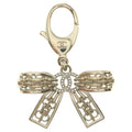 Chanel CC Logo Rhinestone Ribbon Motif Bag Charm Key Ring Key Gold