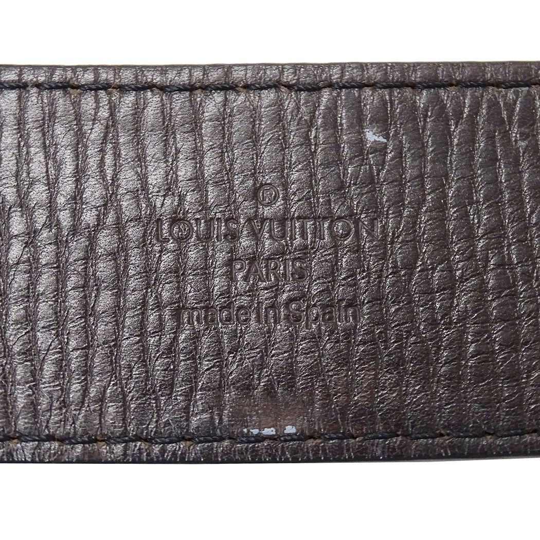 Louis Vuitton Belt Utah Leather Ceinture LV Dark Brown 110/44 Logo — view 6