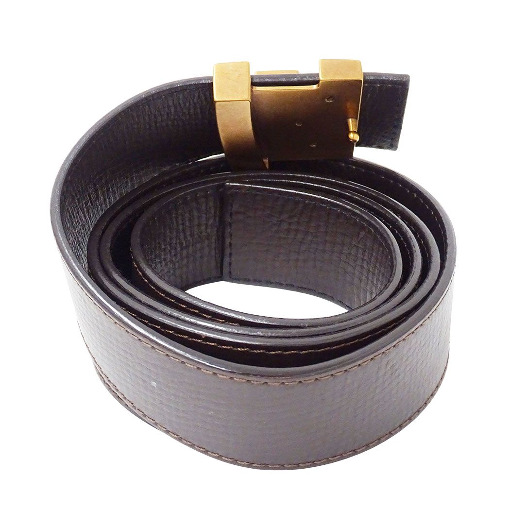 Louis Vuitton Belt Utah Leather Ceinture LV Dark Brown 110/44 Logo — view 2