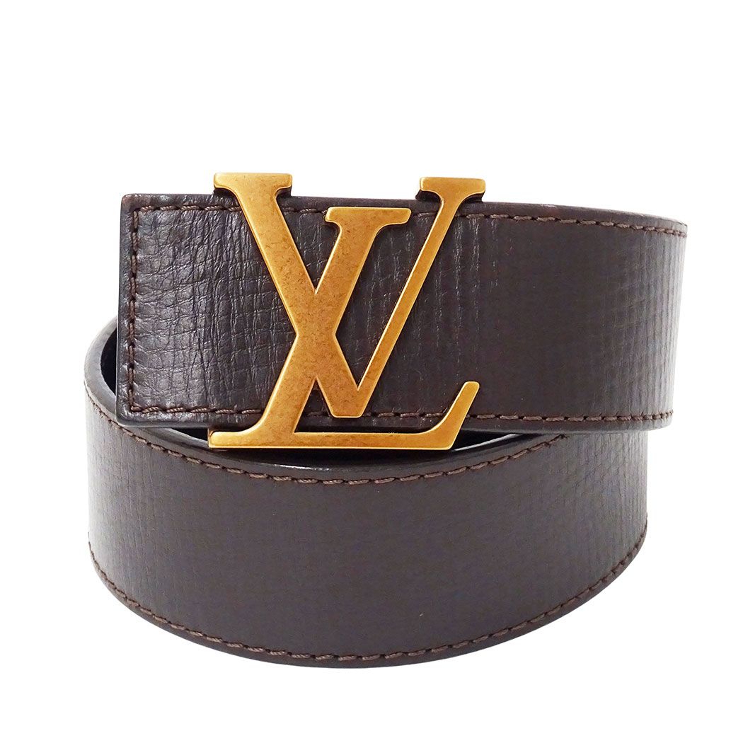 Louis Vuitton Belt Utah Leather Ceinture LV Dark Brown 110/44 Logo