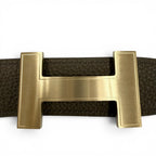 Hermes Constance Box Calf Togo Gold H Logo Buckle Reversible Belt Khaki Black — view 4