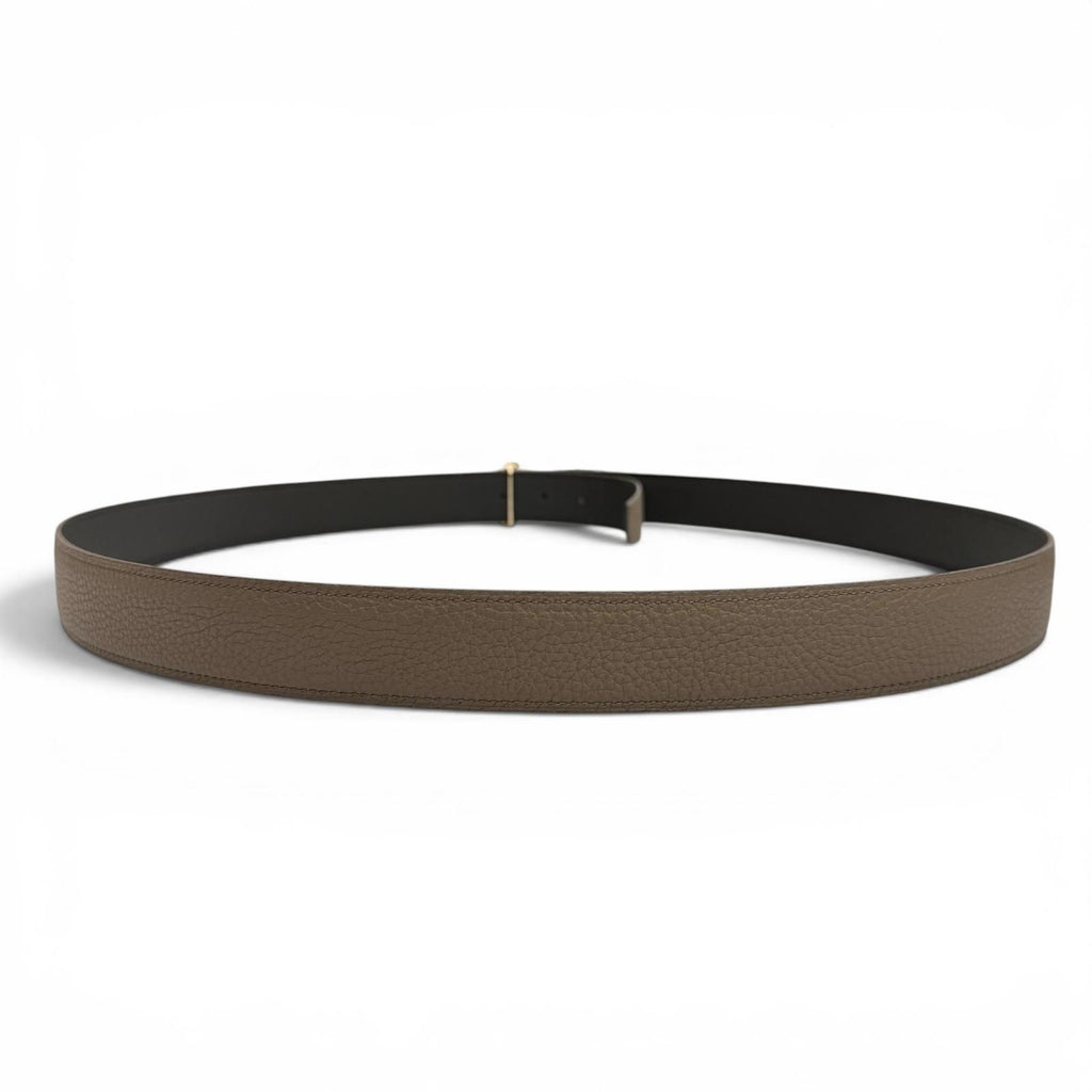 Hermes Constance Box Calf Togo Gold H Logo Buckle Reversible Belt Khaki Black — view 3