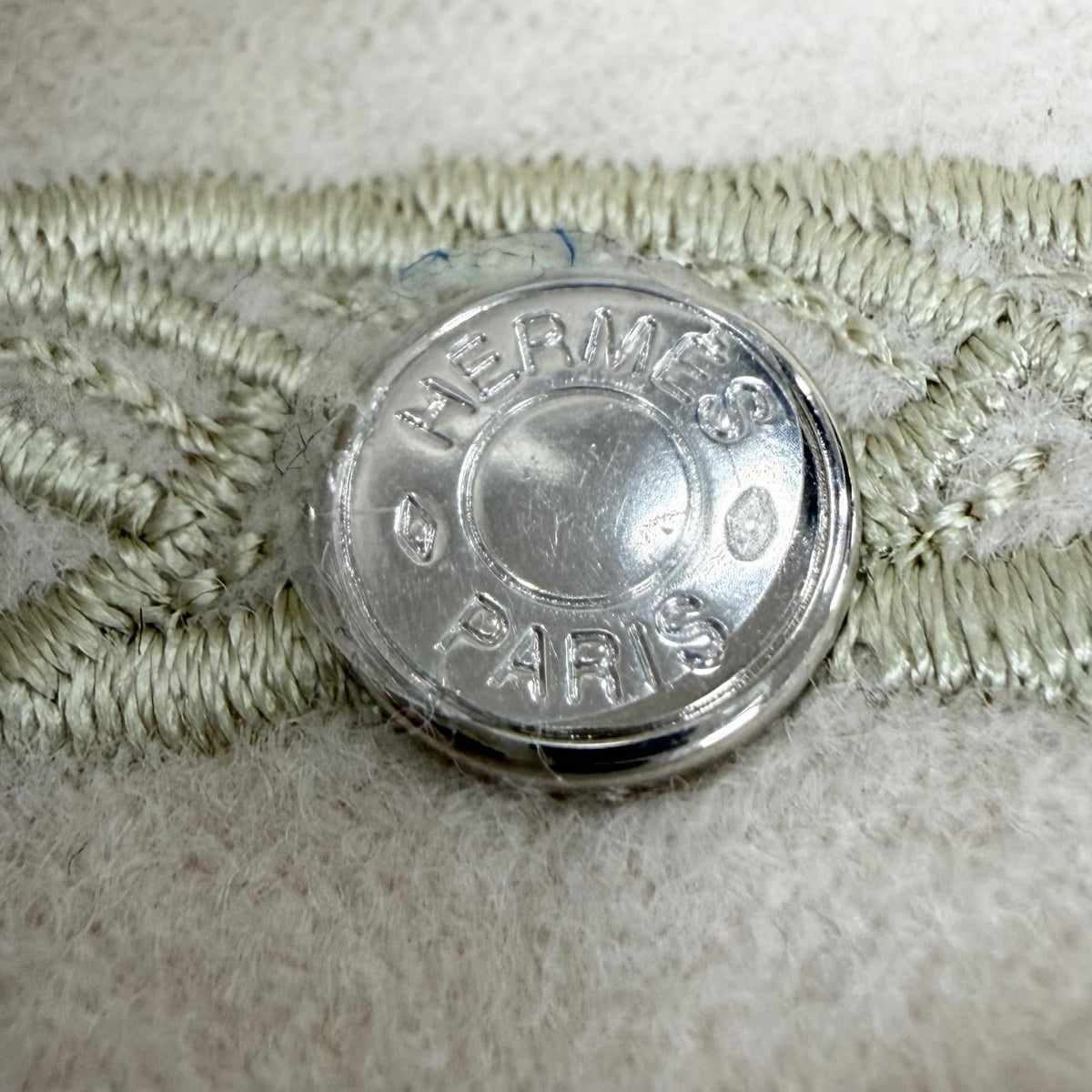 Hermes Saint Honore Anne Finesse Wool 100% Sellier Beret Ivory 58 Hat — view 8