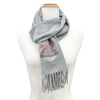 Hermes Highlands Cashmere 100% Tartan Check Horse Motif Logo Embroidery Fringe — view 3