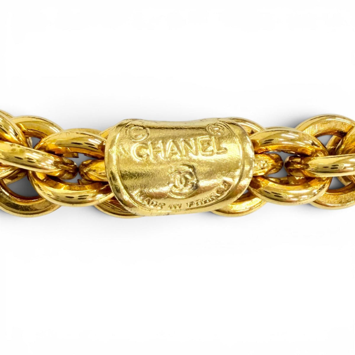 Chanel Vintage CC Logo Long Chain Necklace Gold with Design Parts — view 8