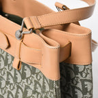 Dior Trotter Pattern Tote Bag Pants Motif Galliano Era White Calfskin Silver — view 6