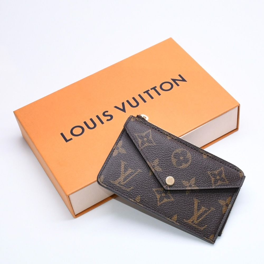 Louis Vuitton Porte Cartes Recto Verso Coin Purse Monogram Canvas Brown Black